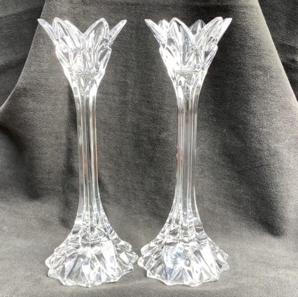 Vintage Lenox Luxury Starburst Crystal Candlestick Holders Czech Republic NEW